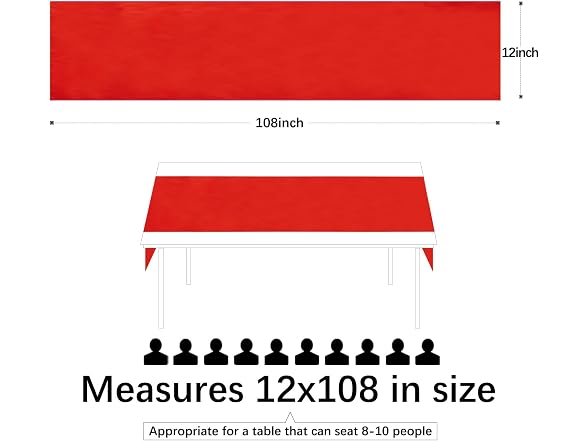 5 Pack Red Satin Table Runner 12 x 108 Inch