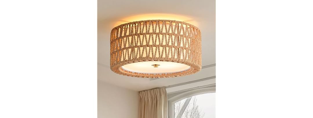InterMaka Rattan Ceiling Light 12.6"