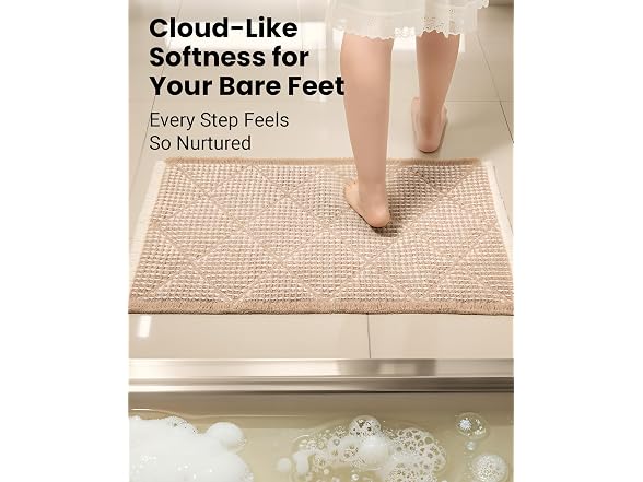 Furicher Waffle Bath Mat Set, Non Slip Bathroom Ru