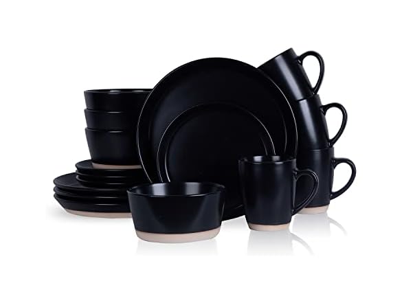 Stone Lain Jules 16Pc Black Dinnerware Set