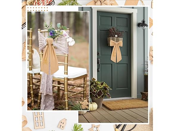 Yicentdp 2 Pcs Burlap Wreath Sash