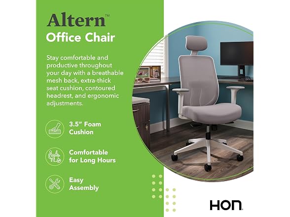 HON Altern Ergonomic Office Chair with Headrest, Black