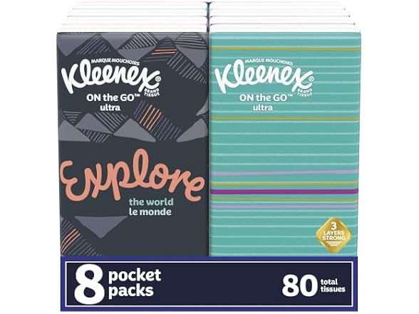 Kleenex Pocket Pack Facial Tissue