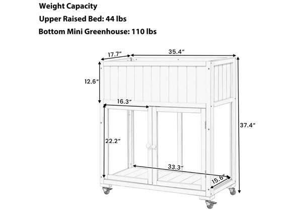 Latitude Run Raised Bed Planter w/ Wheels -Choose Color