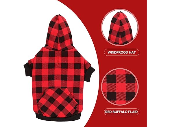 Stpiatue Dog Sweater Red Buffalo Plaid