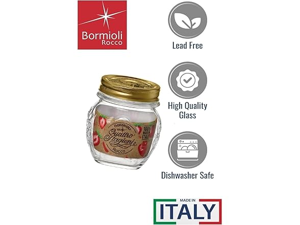 Quattro Stagioni Small Glass Canning Jar with Lid 12 pk