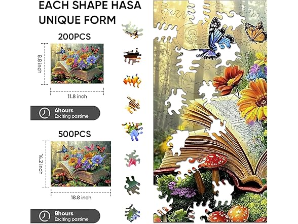 Ixfyloop Wooden Puzzles for Adults, Book Butterfly