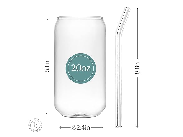 Can Shaped Beer Glasses 20oz Set of 8