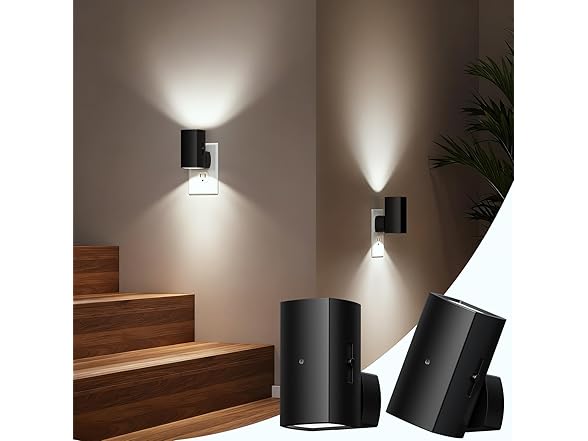 Brightown 2 Pack Black Night Lights Plug