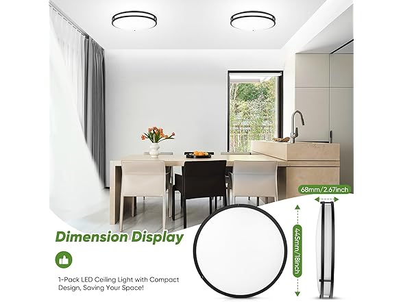 TOBUSA Ceiling Light 18" Matte Black
