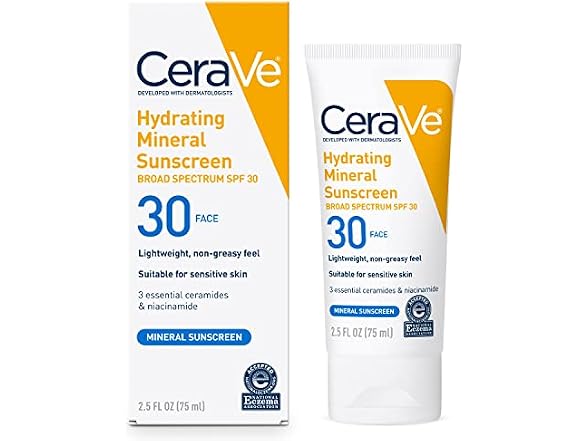 CeraVe Hydrating Mineral Sunscreen SPF 30 2.5 oz