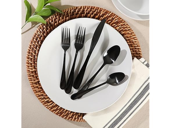 Ravidia Black Flatware Cutlery Silverware Set 20 Pieces