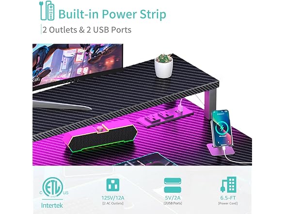 Lufeiya 40in Gaming Desk w/LED Lights