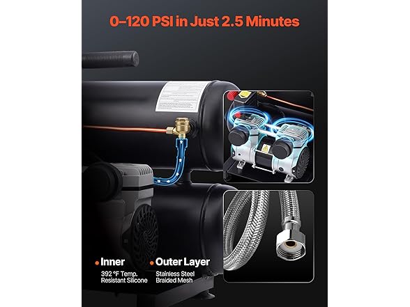 VEVOR Air Compressor, 4.6 Gallon Steel Tank