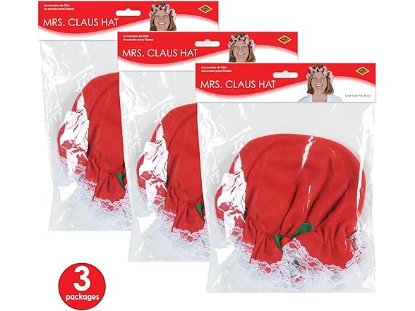 Beistle 3-Pack Mrs. Claus Hats
