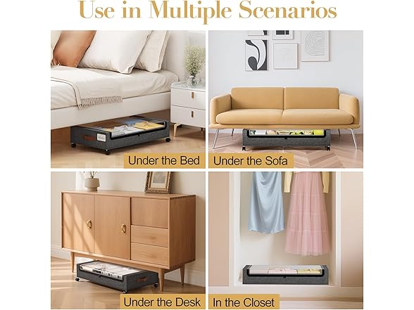 Grey Under the Bed Storage 2 Pack