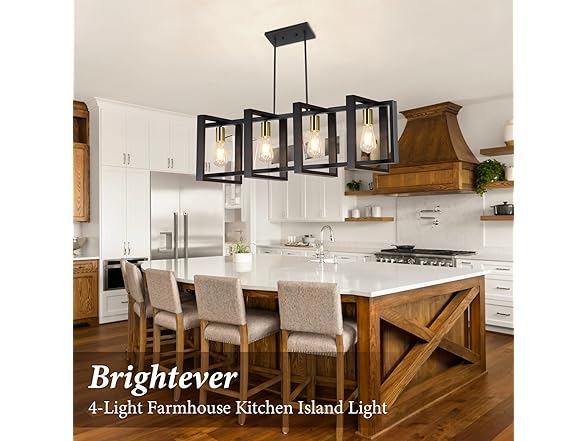 5-Light Black Gold Dining Room Light Fixture, 53’’