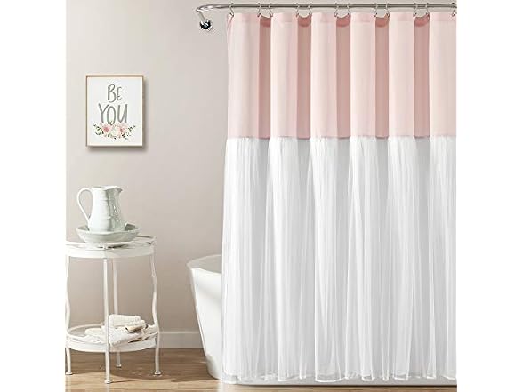 Lush Decor Tulle Skirt Colorblock Shower Curtain