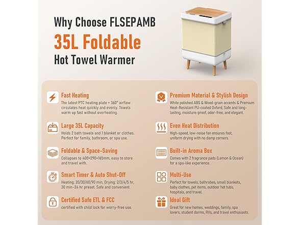 FLSEPAMB Towel Warmer Bucket