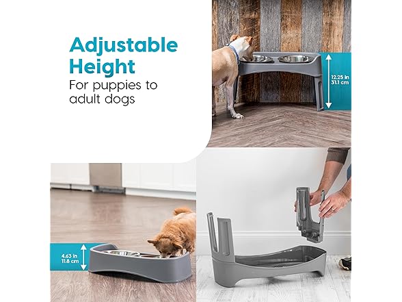 IRIS USA Elevated Dog Bowls Adjustable Stand