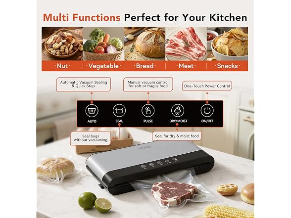 DOMIVIO 85Kpa Vacuum Sealer Machine w/ 20 Bags