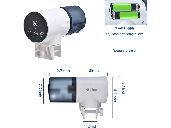 Cherlam Automatic Fish Feeder, Aquarium Fish Feeder Dispenser