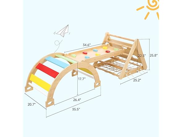 Hipicute 3 In 1 Wooden Climbing Toys