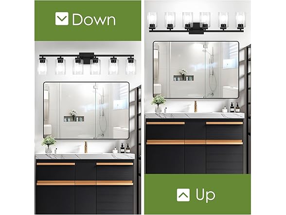 BesLowe 37" 6-Light Bathroom Light Fixture, Black