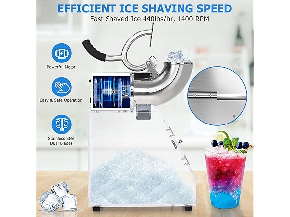 Aprafie Commercial Ice Crusher Shaver Snow Cone Maker