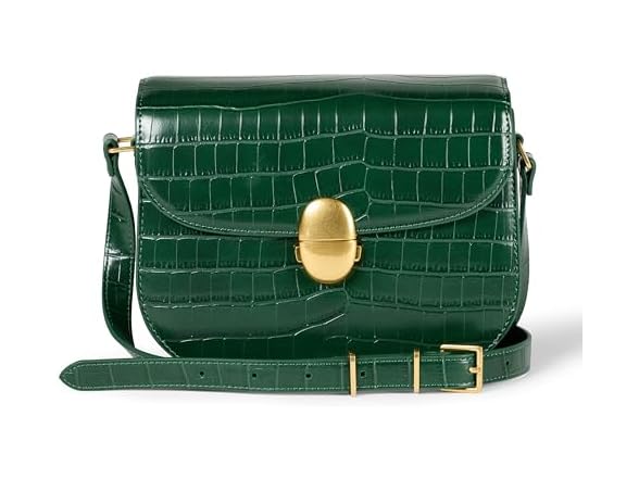 Dark Green Faux Crocodile