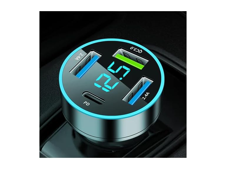 AGEK 4 Port Car Charger Adapter - USB C
