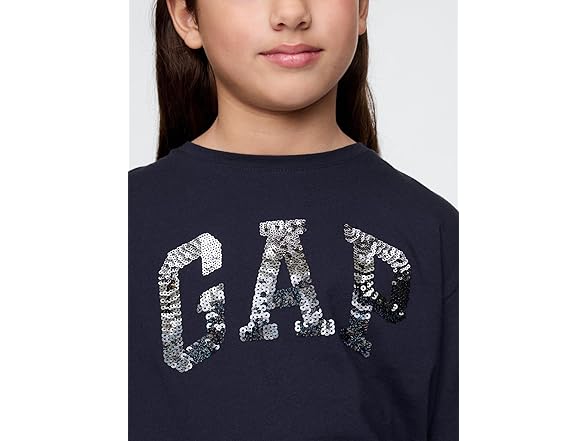 GAP Girls Sequin Logo Long Sleeve Tee