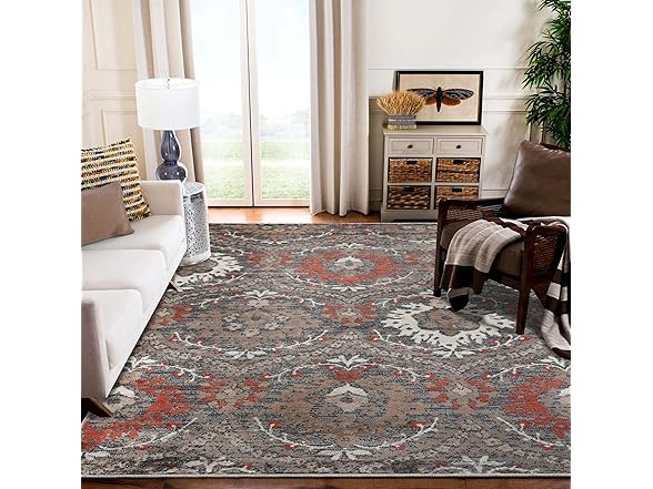 Superior 5'x8' Vintage Floral Damask In Rust