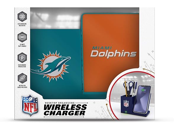 MIAMI DOLPHINS Wireless Charger Desktop Organizer