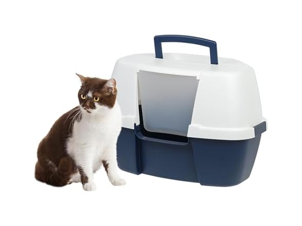 IRIS USA Large Corner Cat Litter Box with Lid