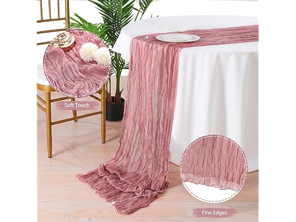 Cheesecloth Table Runner 4 Packs 36x120 Inches Dusty Rose