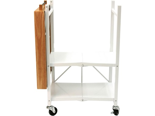 Origami Foldable Wheeled Steel Frame Wood Top Cart
