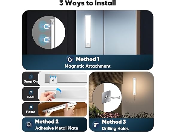 Under Cabinet Lights, LED Battery Operated, 3Pack