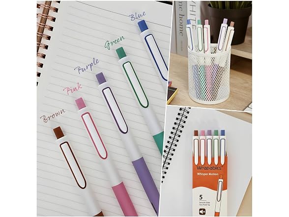 allydrew Silent Retractable Gel Pen Set 5Pk
