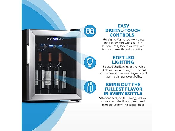 Newair Wine Fridge w/ Digital Thermostat - 16 Bottle