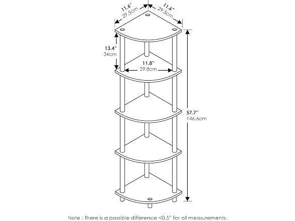 Furinno Wire Book Shelf, 5-Tier Walnut Cove