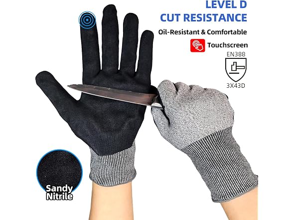 MACSHRK GAR-98 Cut Resistant Work Gloves, 2 Pair