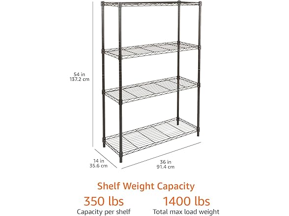 Amazon Basics 4-Shelf Adjustable Heavy Duty Steel Wi