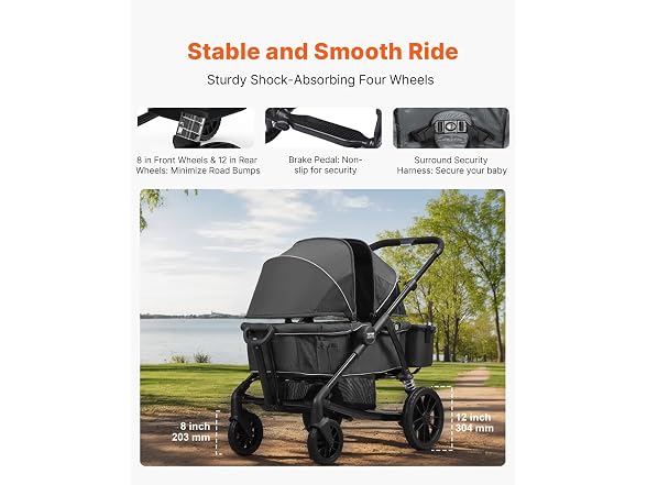 VEVOR Double Stroller, 2 Seats All-Terrain Wagon