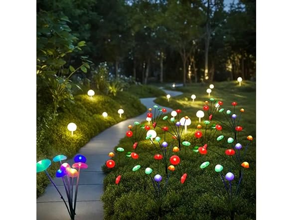 Slssqhz GAR-114 4pc Solar Mushroom Garden Lights RGB
