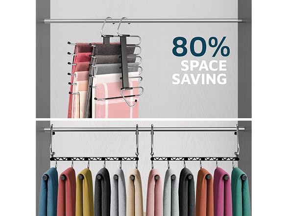 Black Space Saving Pants Hangers 4 Pack