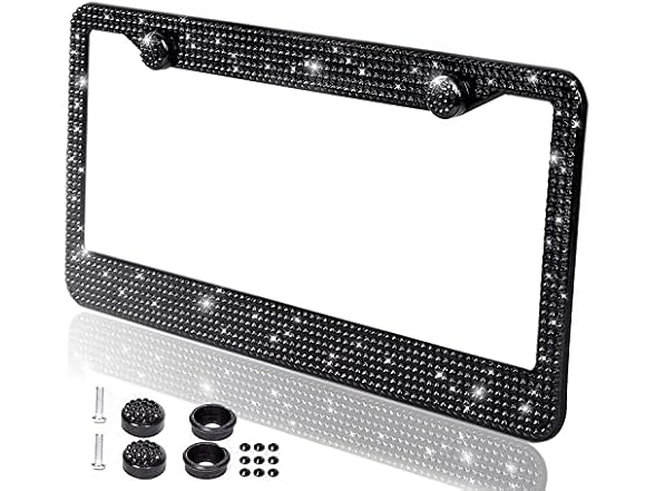 Zone Tech GA0072 Rhinestone License Plate Cover Frame Blin