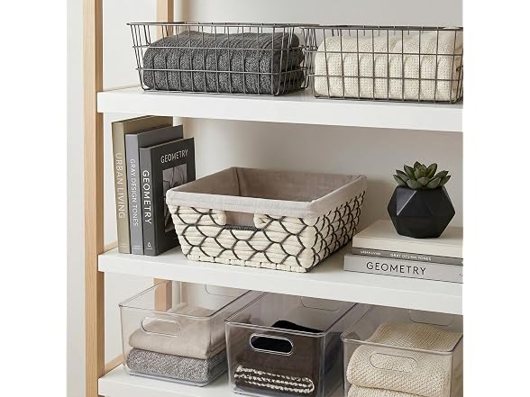 Simplify Large Shelf Woven Tote in White