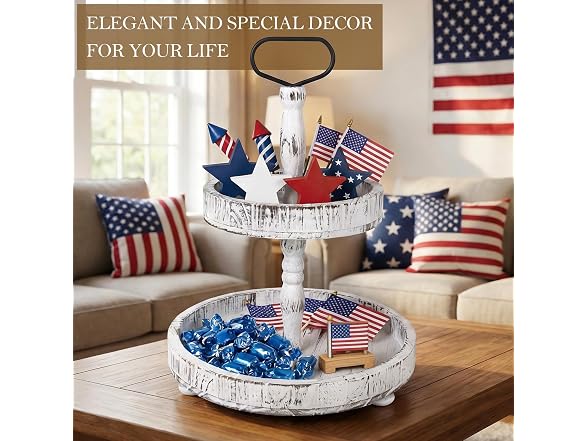 Horse Rustic Wooden 2-Tier Serving Tray