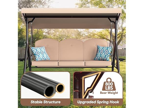 ZZW 3 Seat Outdoor Porch Patio Swing with Stand - Your Choice